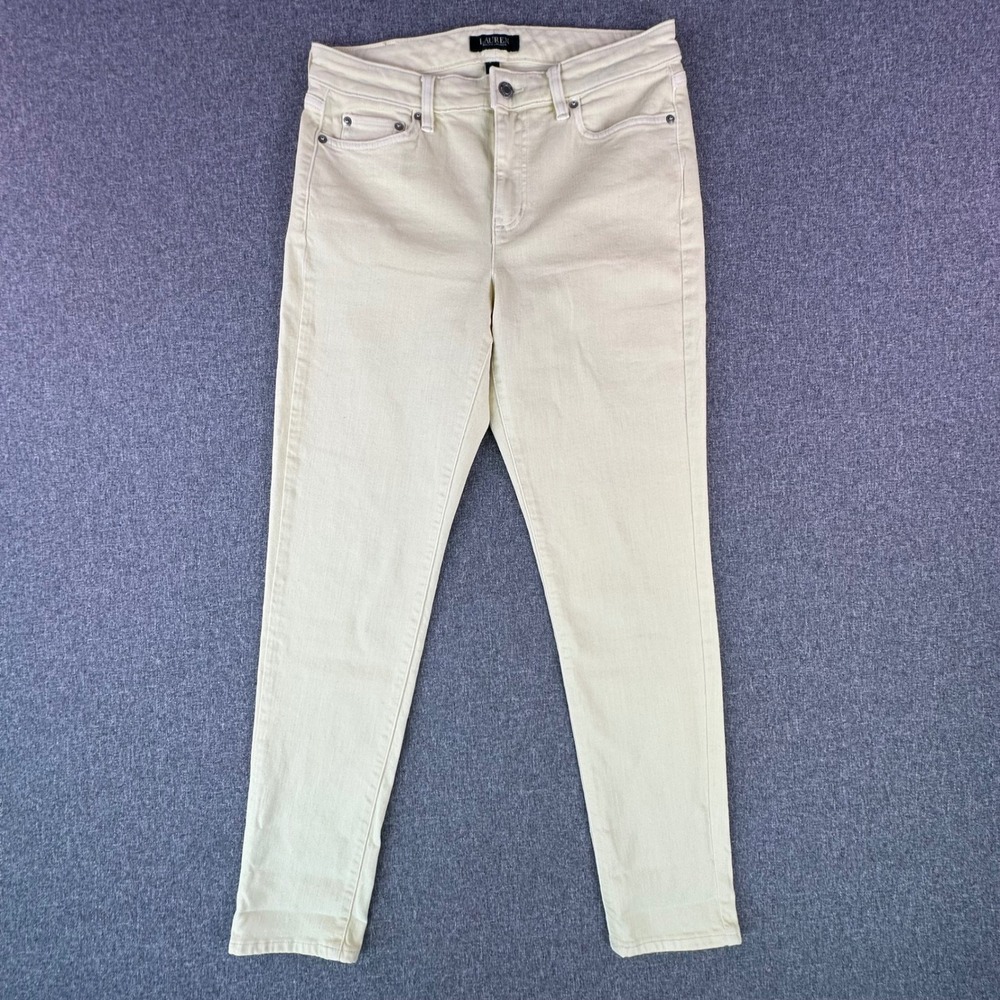 Lauren Ralph Lauren Jeans Womens 10 Classic Skinny Curvy Yellow Stretch Denim